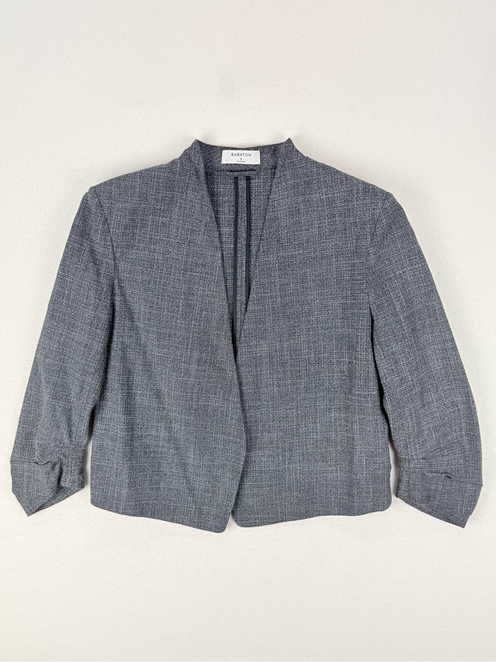 Babaton Power Short Blazer Open-Front Grey 3/4 Sleeve Business Casual